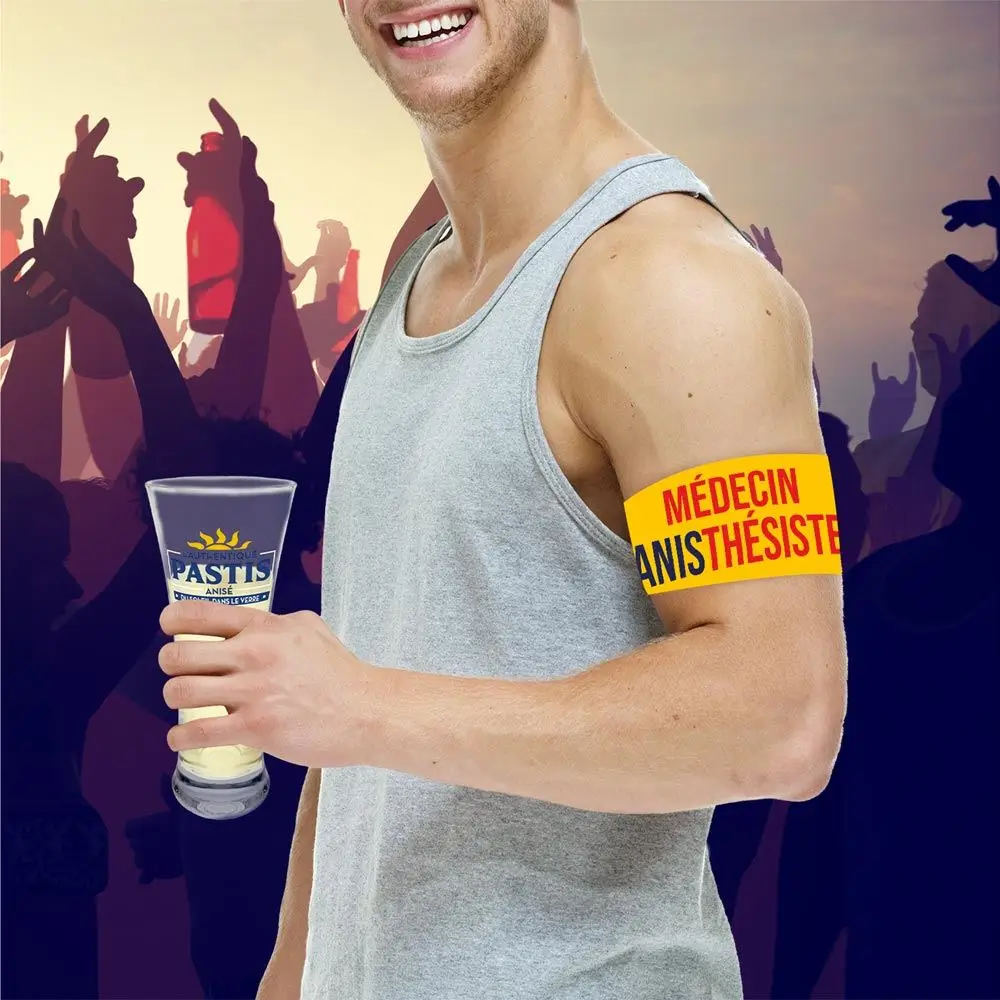 Fascia da braccio gialla per aperitivo "Dottore anestesista" - Intrattenimento serale umoristico