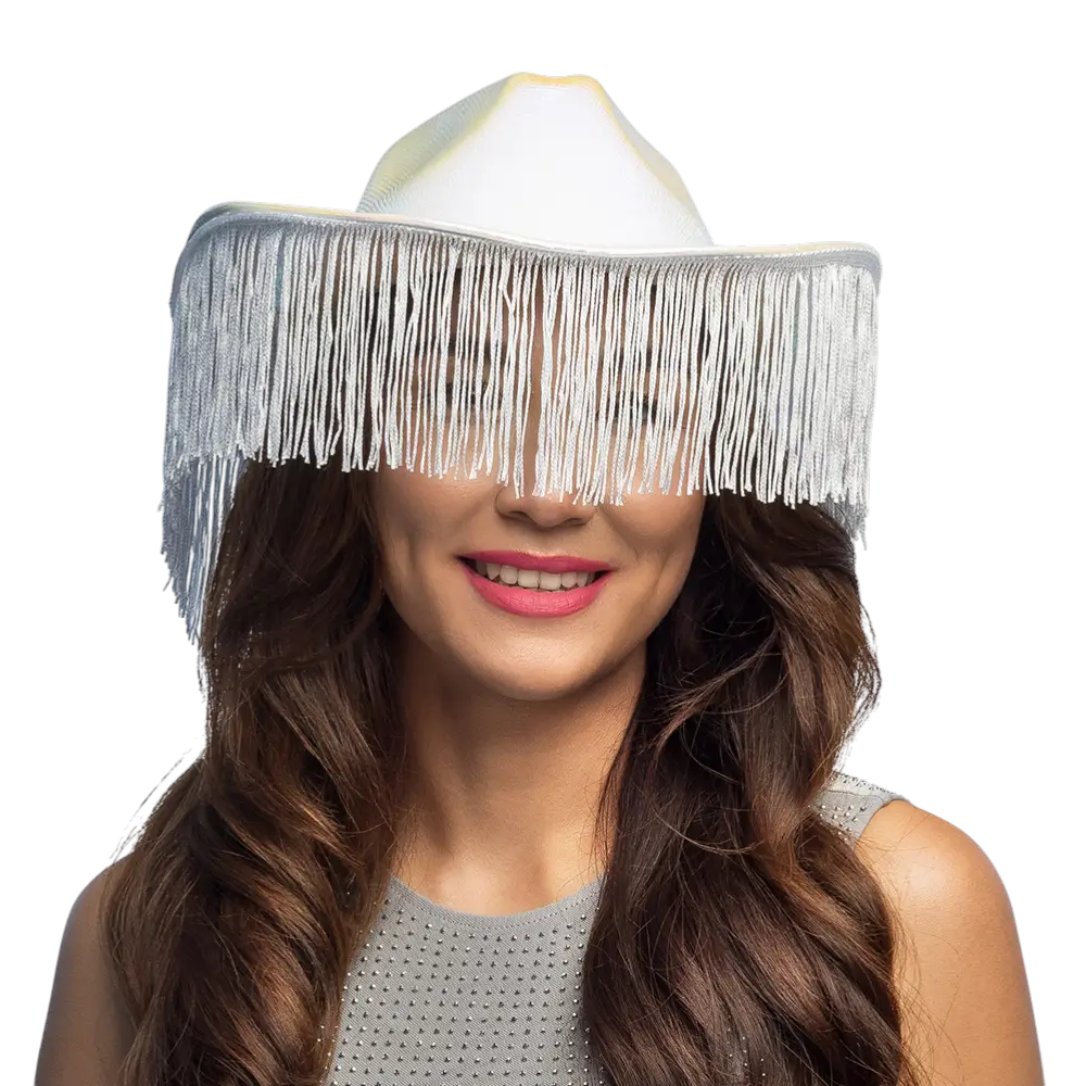 Cappello da cowboy con frange "Fabulous" - Bianco