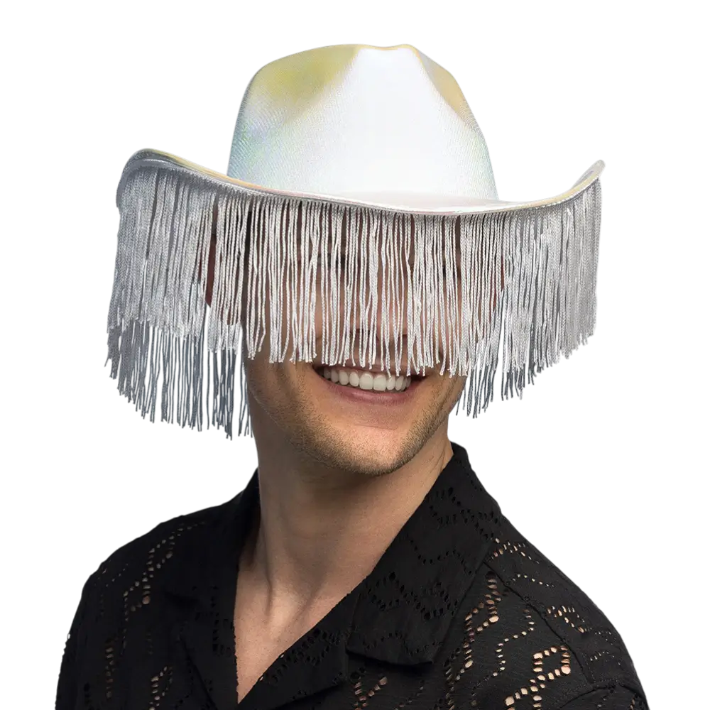 Cappello da cowboy con frange "Fabulous" - Bianco