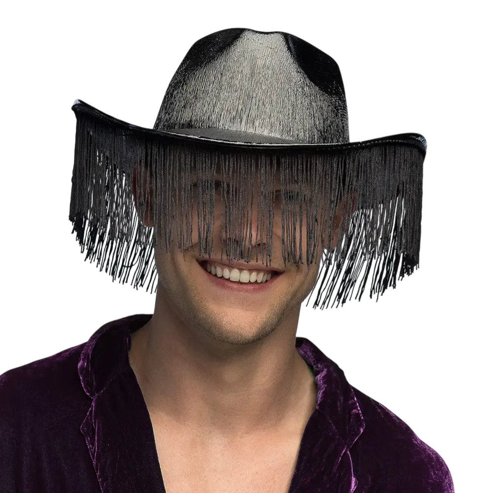 Cappello da cowboy con frange "Fabulous" - Nero