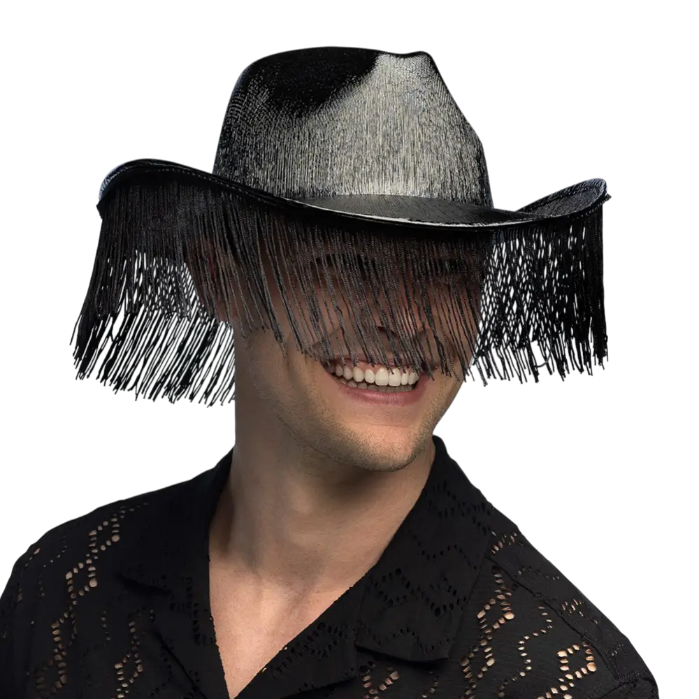 Cappello da cowboy con frange "Fabulous" - Nero