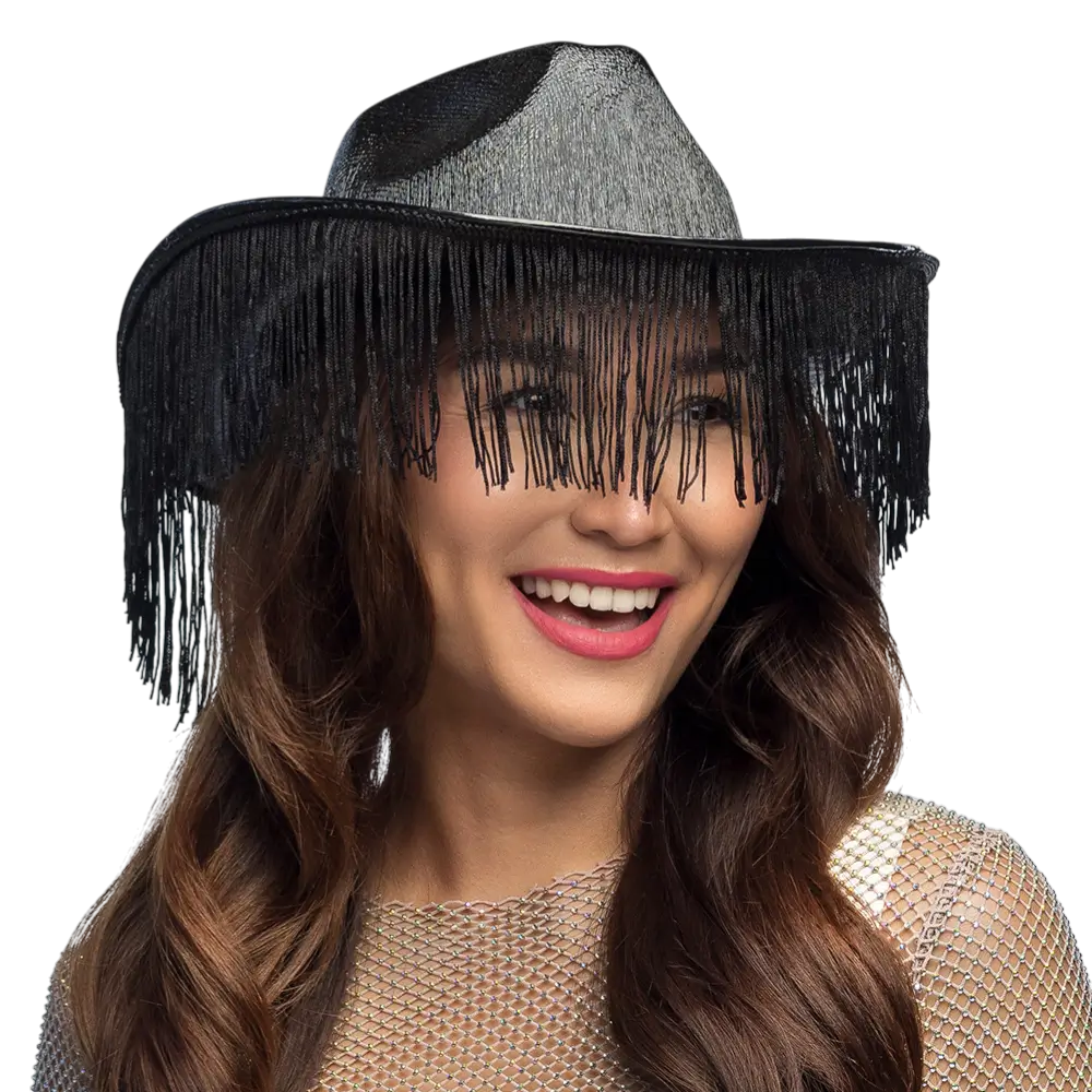 Cappello da cowboy con frange "Fabulous" - Nero