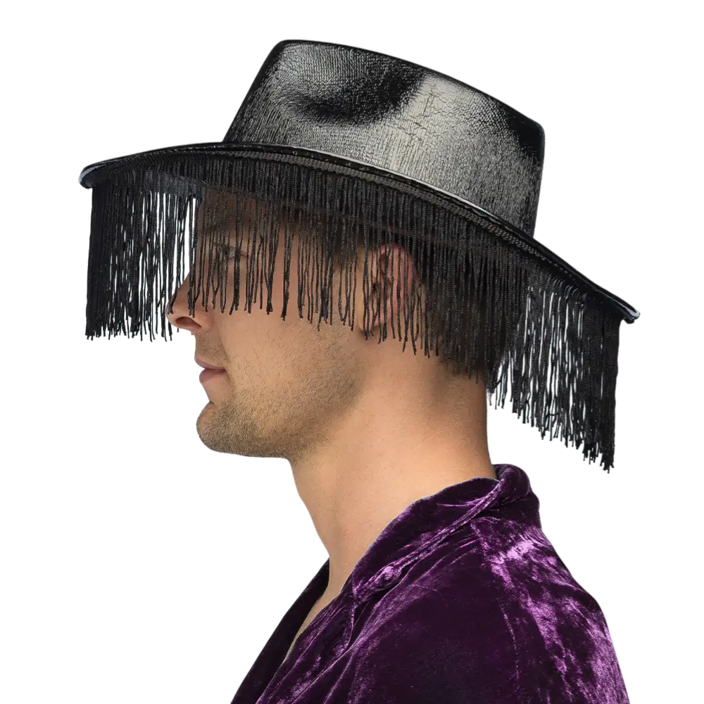 Cappello da cowboy con frange "Fabulous" - Nero