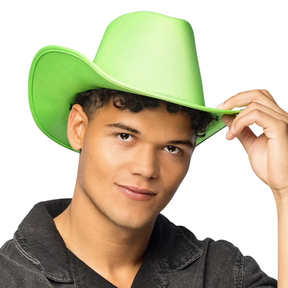 Cappello da cowboy con frange "Blaze" - Verde fluorescente