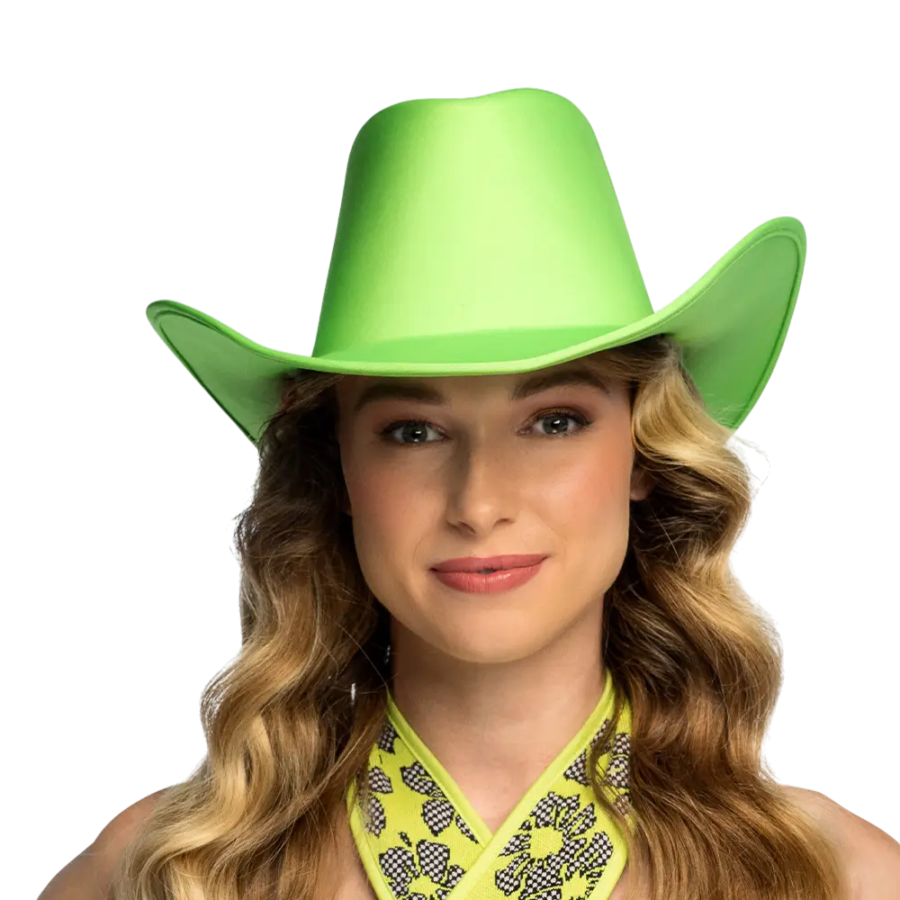 Cappello da cowboy con frange "Blaze" - Verde fluorescente