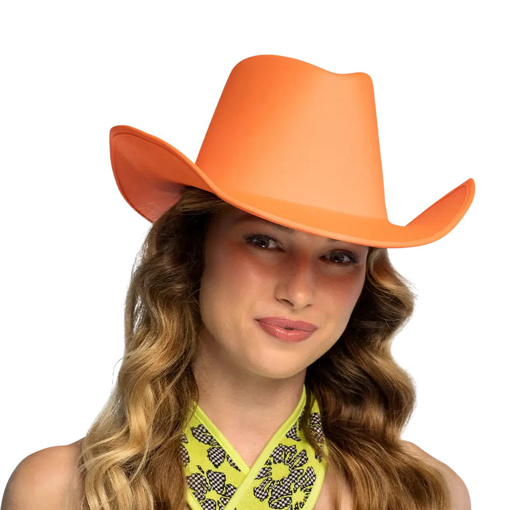 Cappello da cowboy con frange "Blaze" - Arancione fluorescente