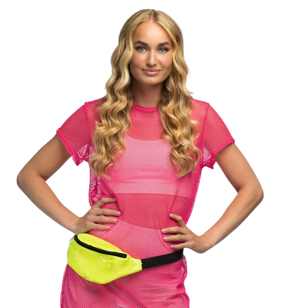 Marsupio in paillettes per feste e costumi - Giallo fluo