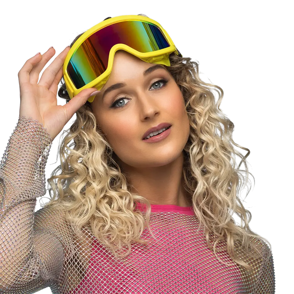 Occhiali da sci per feste e costumi - Giallo fluorescente