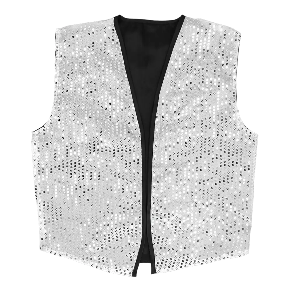 Gilet e papillon con paillettes "Spangles" - Taglia M/L - Argento