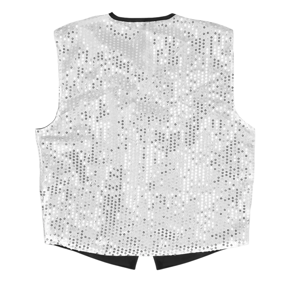 Gilet e papillon con paillettes "Spangles" - Taglia M/L - Argento