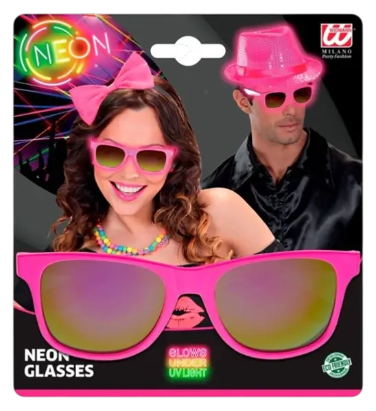 Occhiali rosa neon anni '80 - Lenti a specchio effetto Revo