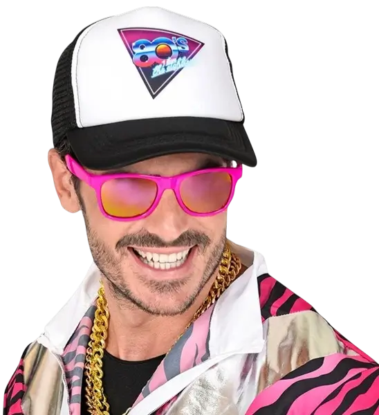 Occhiali rosa neon anni '80 - Lenti a specchio effetto Revo