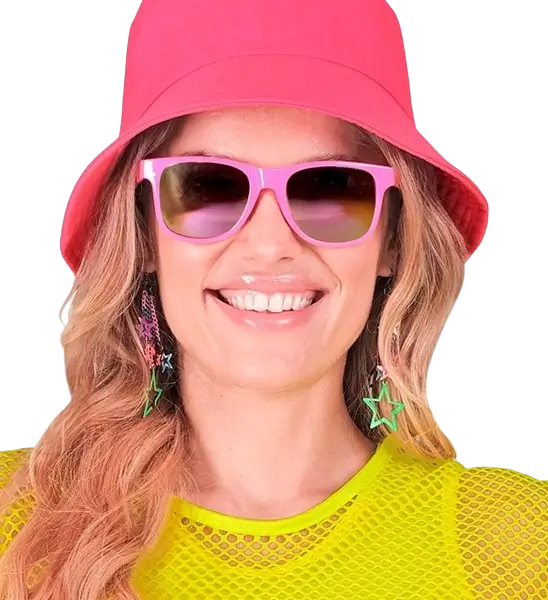Occhiali rosa neon anni '80 - Lenti a specchio effetto Revo