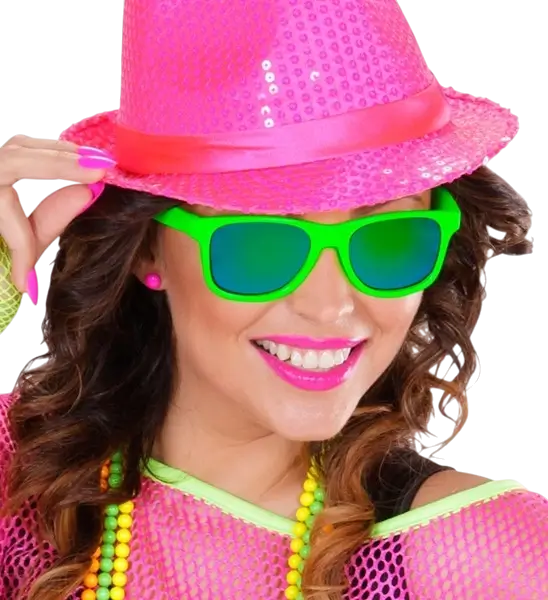 Occhiali anni '80 verde neon - Lenti a specchio effetto Revo