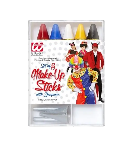 Matite per il trucco del viso - Kit di 5 colori con temperino - Halloween Carnival Party
