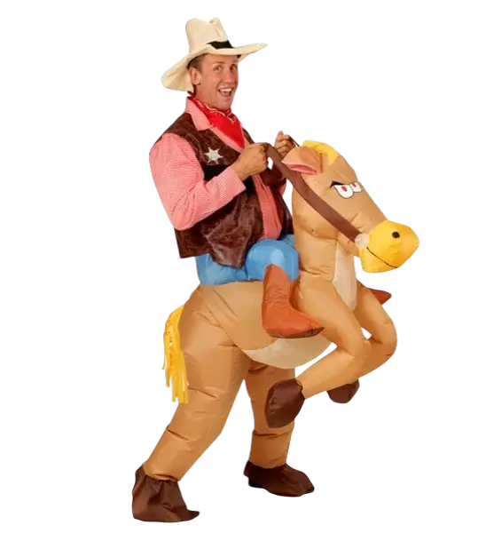 Costume da cowboy e cavallo gonfiabile - Travestimento di Carnevale