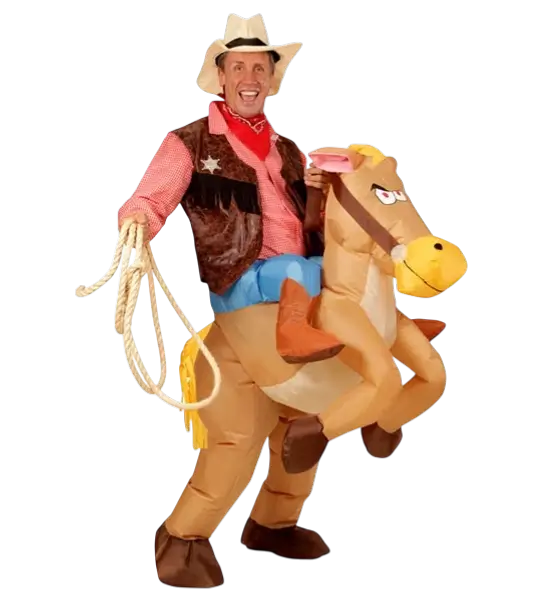 Costume da cowboy e cavallo gonfiabile - Travestimento di Carnevale