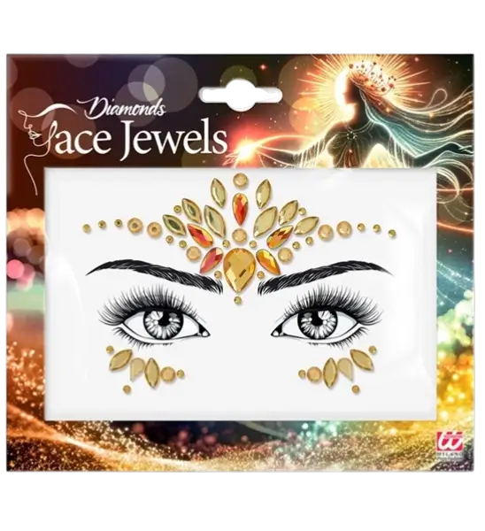 Gioielli con diamanti gialli sul viso - Strass Festival