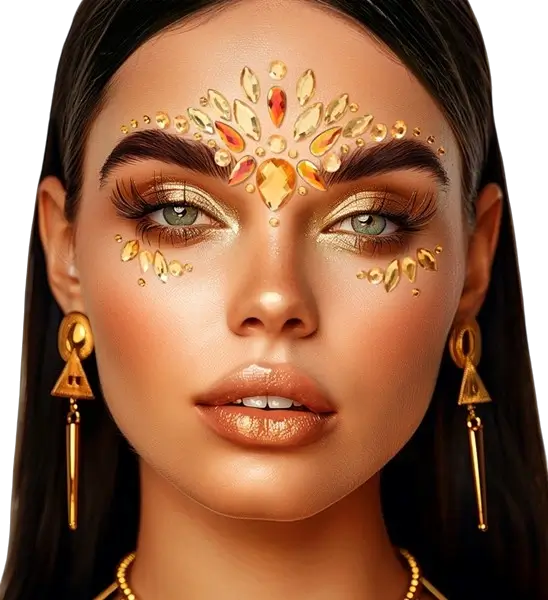 Gioielli con diamanti gialli sul viso - Strass Festival