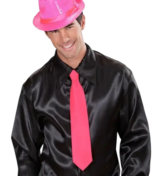 Cravatta in raso rosa fluorescente - Accessorio da sera anni '80