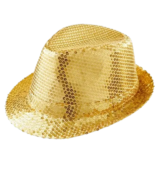 Chapeau Pailleté Doré - Accessorio da sera per discoteca