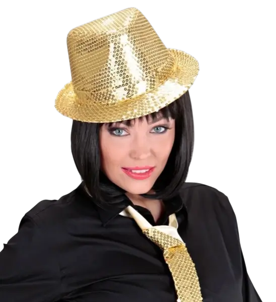 Chapeau Pailleté Doré - Accessorio da sera per discoteca