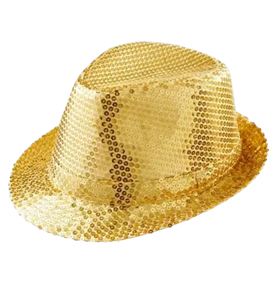 Chapeau Pailleté Doré - Accessorio da sera per discoteca