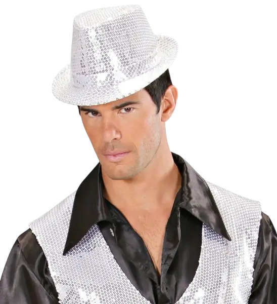 Cappello glitterato argento - Accessorio da discoteca