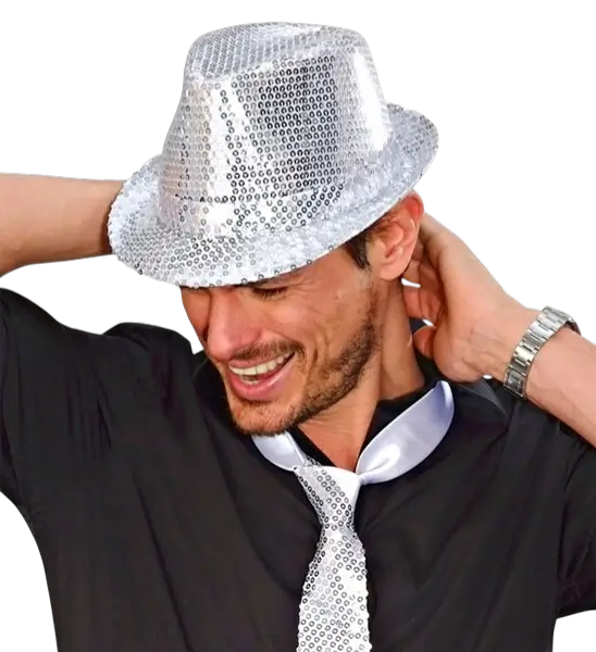 Cappello glitterato argento - Accessorio da discoteca