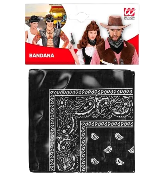Bandana nera da cowboy 55x55 cm - Sciarpa western