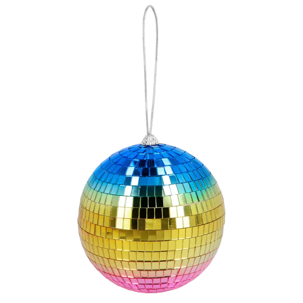 Palla da discoteca arcobaleno 15 cm - Decorazione per feste disco e anni '80