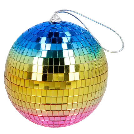 Palla da discoteca arcobaleno 15 cm - Decorazione per feste disco e anni '80