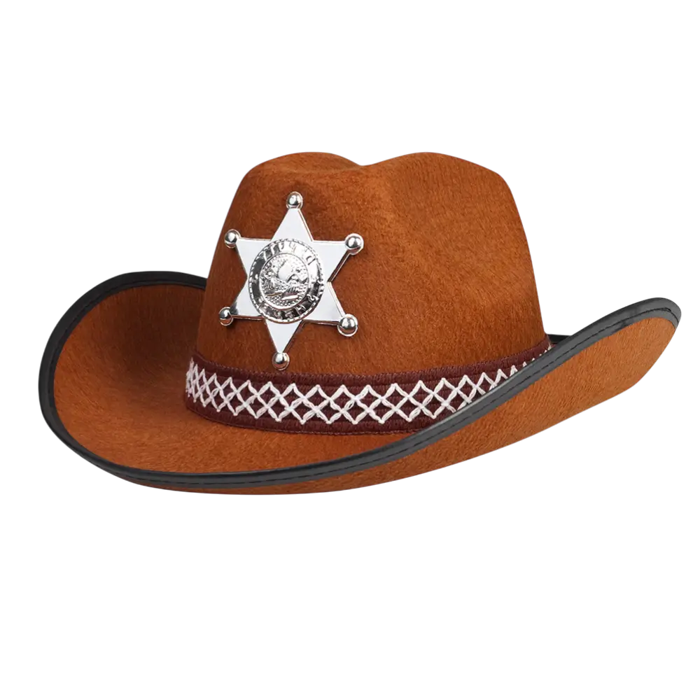 Cappello da cowboy marrone da sceriffo - Accessorio per travestimento da selvaggio West