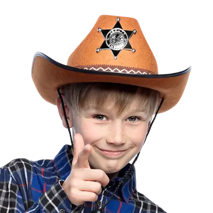Cappello da cowboy marrone da sceriffo - Accessorio per travestimento da selvaggio West