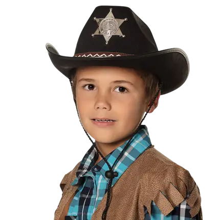 Cappello da cowboy nero da sceriffo - Accessorio per travestimento da selvaggio West