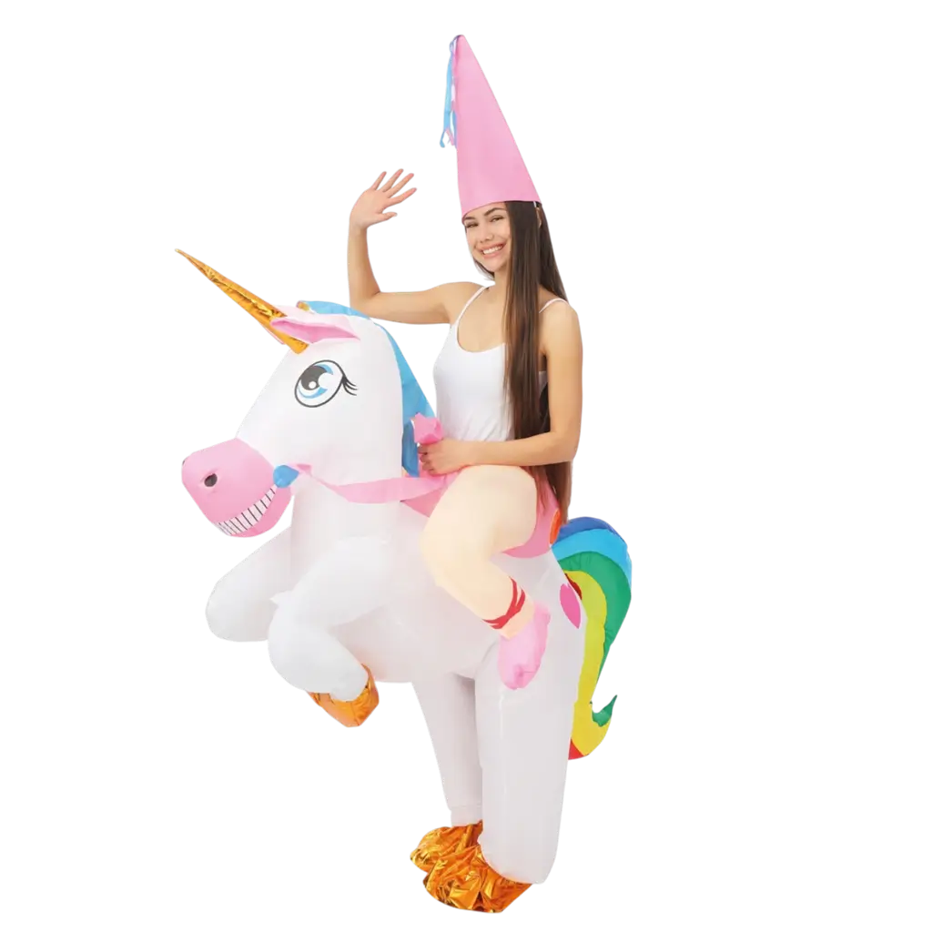 Travestimento da unicorno gonfiabile con cavaliere Adulto - Costume festivo taglia unica
