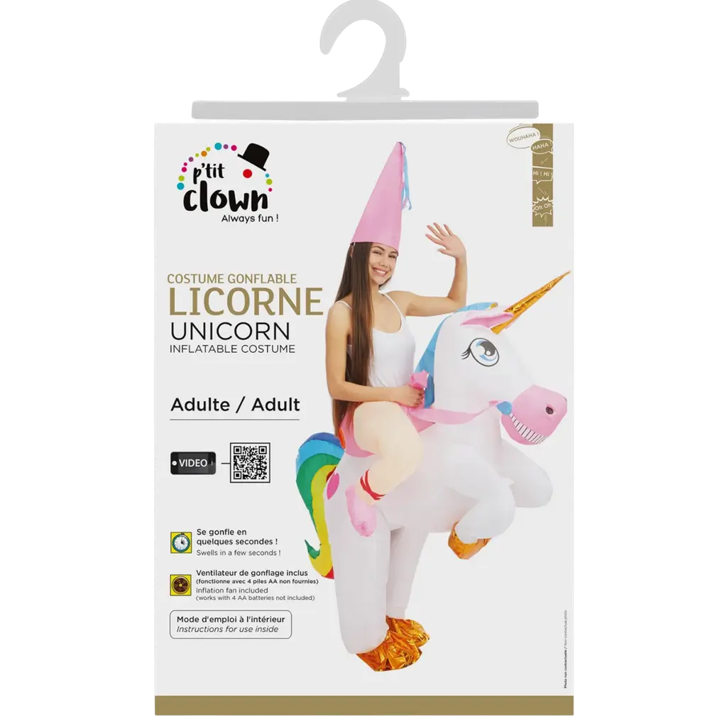 Travestimento da unicorno gonfiabile con cavaliere Adulto - Costume festivo taglia unica