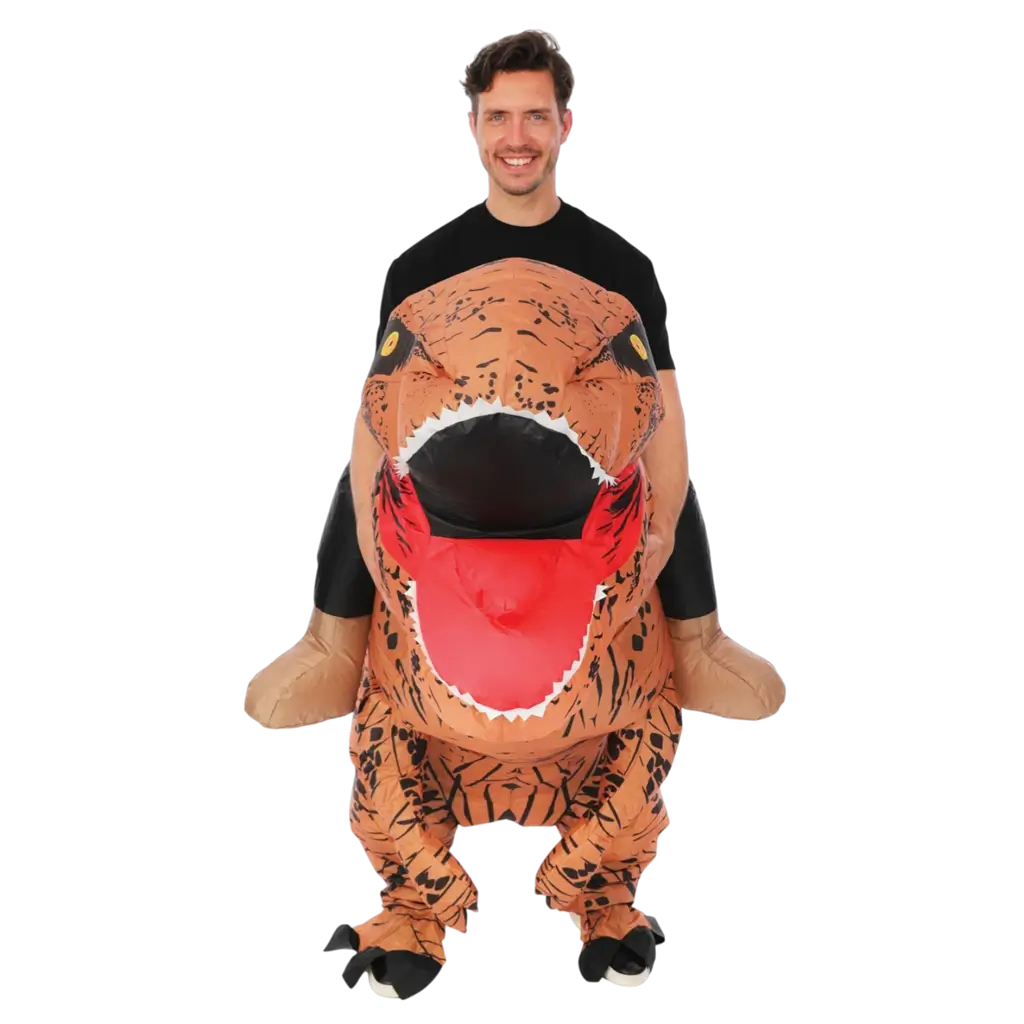 Travestimento da dinosauro gonfiabile con cavaliere per adulti - Costume festivo taglia unica