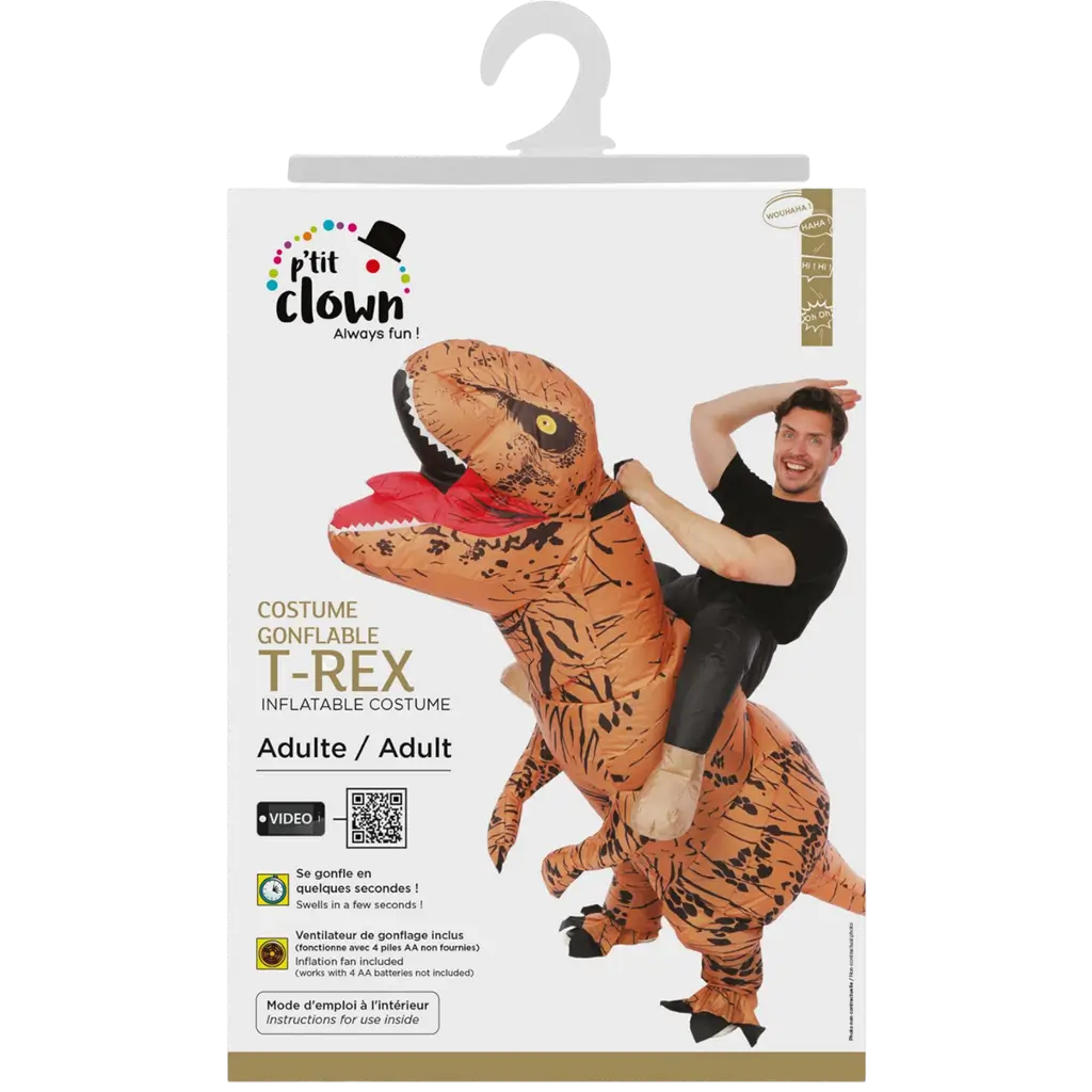 Travestimento da dinosauro gonfiabile con cavaliere per adulti - Costume festivo taglia unica