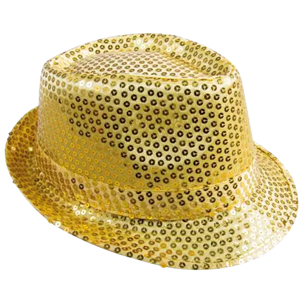 Cappello Borsalino in paillettes oro per adulti - Accessori per feste