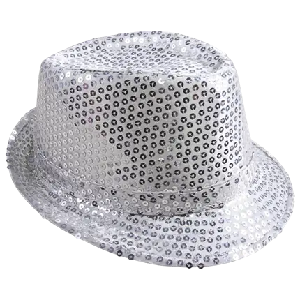 Cappello Borsalino adulto in paillettes argento - Accessori Discoteca