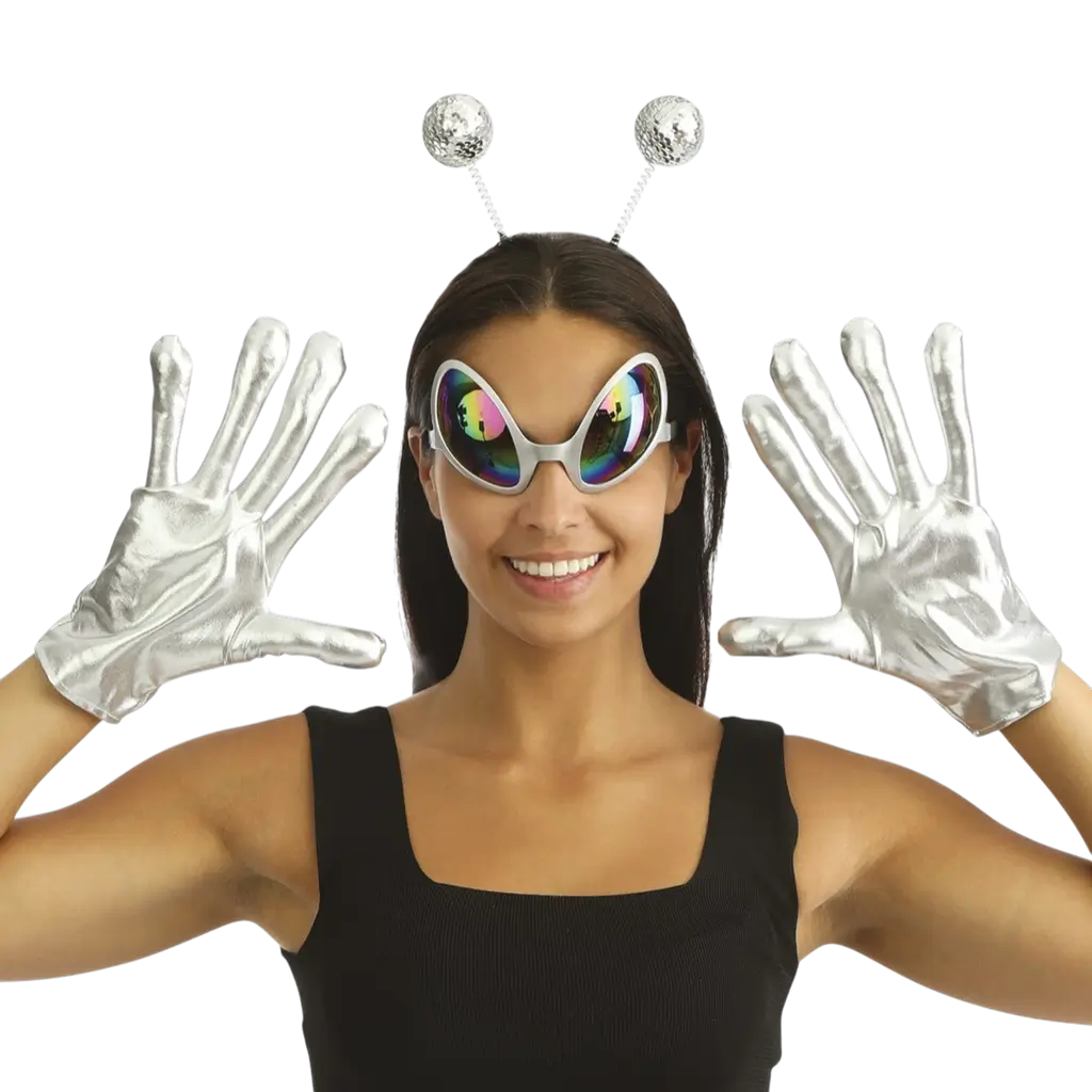 Set di accessori extra-terrestri in argento per adulti - Accessori per travestimento da alieno