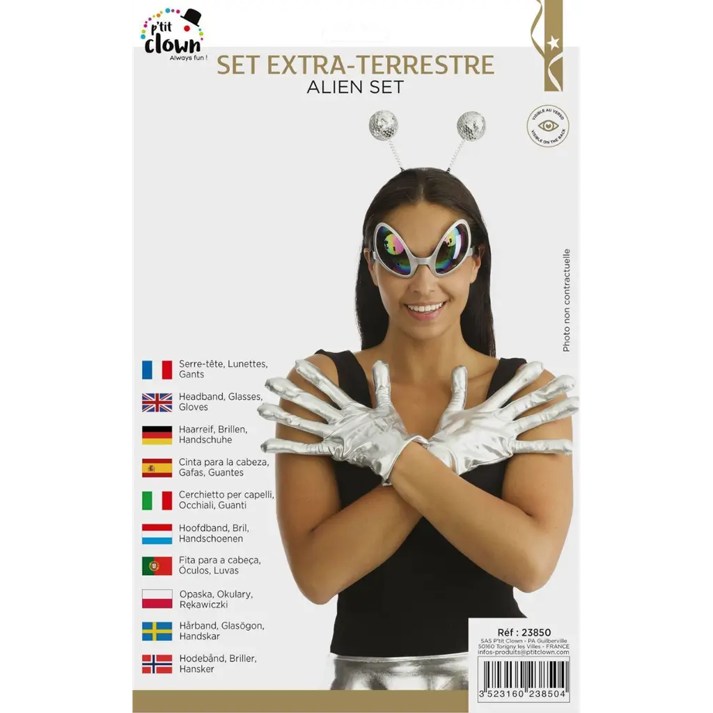 Set di accessori extra-terrestri in argento per adulti - Accessori per travestimento da alieno