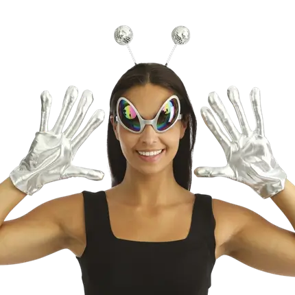 Set di accessori extra-terrestri in argento per adulti - Accessori per travestimento da alieno