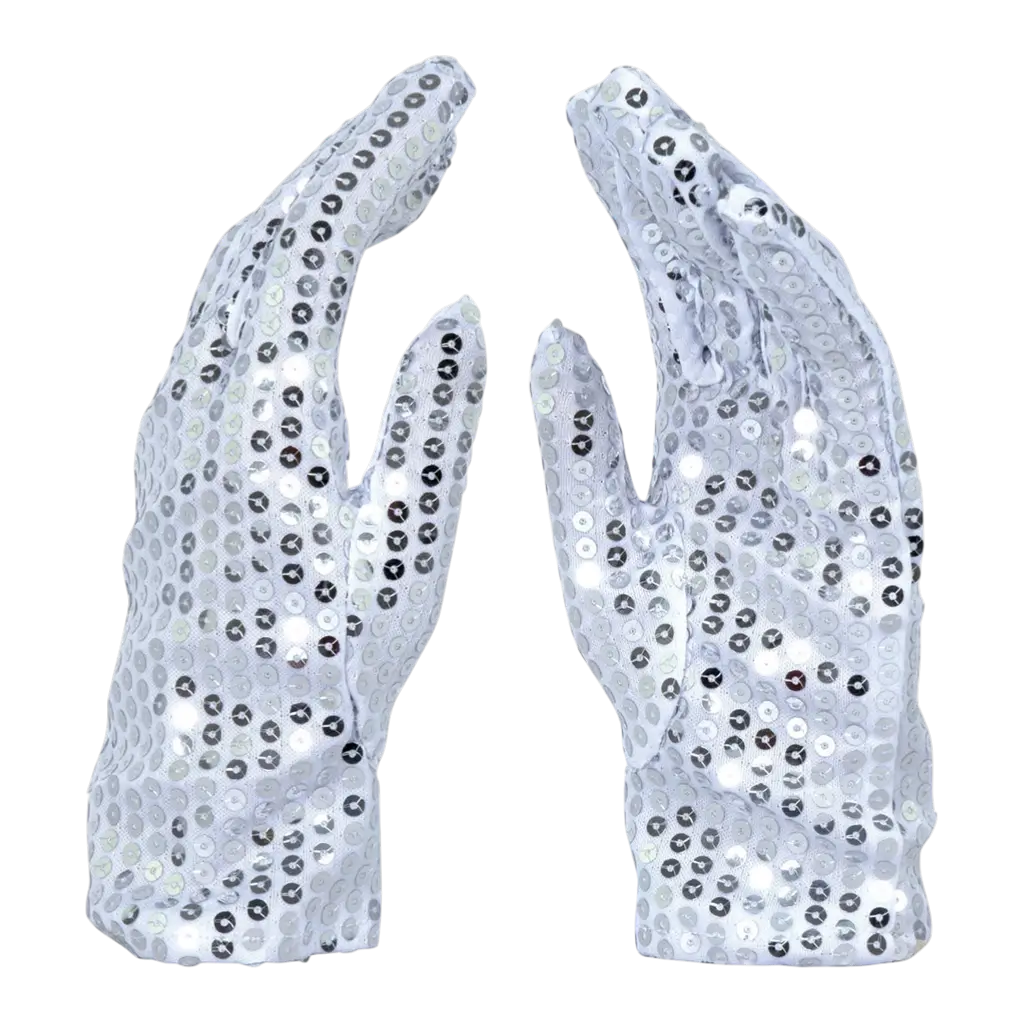 Guanti di paillettes argento per adulti - Accessori per discoteca