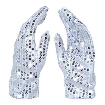 Guanti di paillettes argento per adulti - Accessori per discoteca