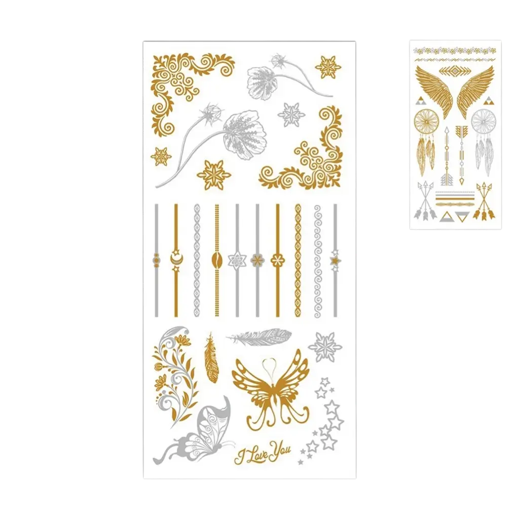 Tatuaggi effimeri in oro e argento - Accessori per feste