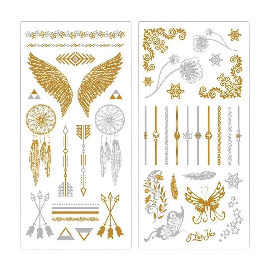 Tatuaggi effimeri in oro e argento - Accessori per feste