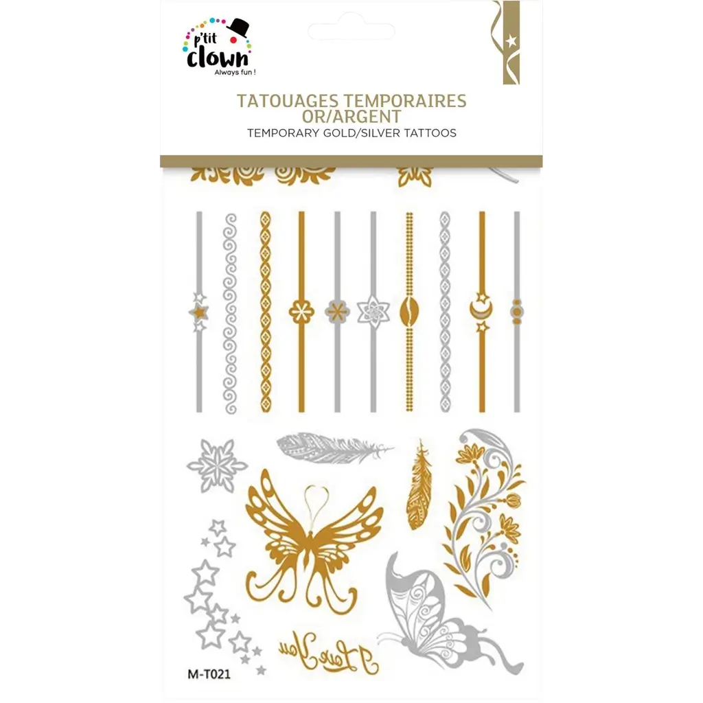 Tatuaggi effimeri in oro e argento - Accessori per feste