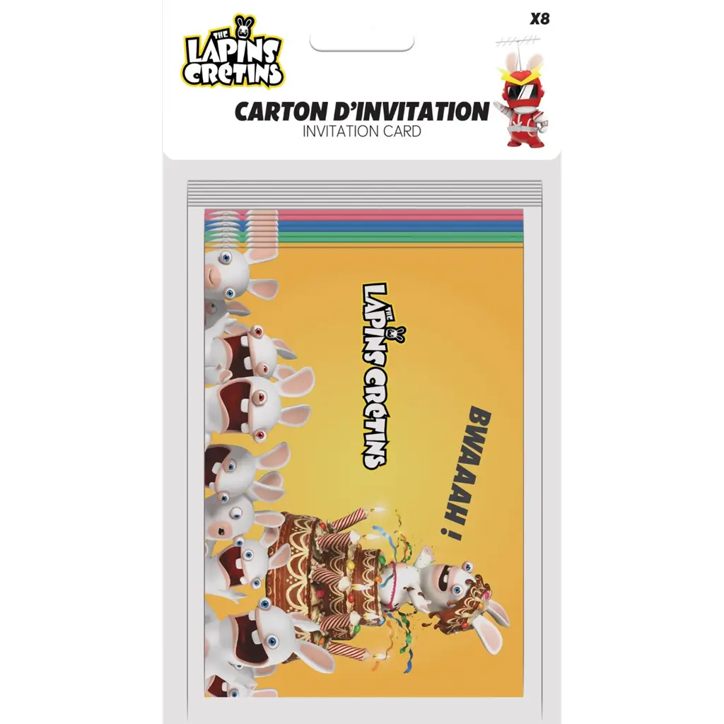 Set di 8 biglietti d'invito Rabbids™ - Festa di compleanno per bambini